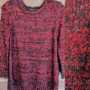🖖 Cable & Gauge 🖖 red & black fuzzy shimmery sweater